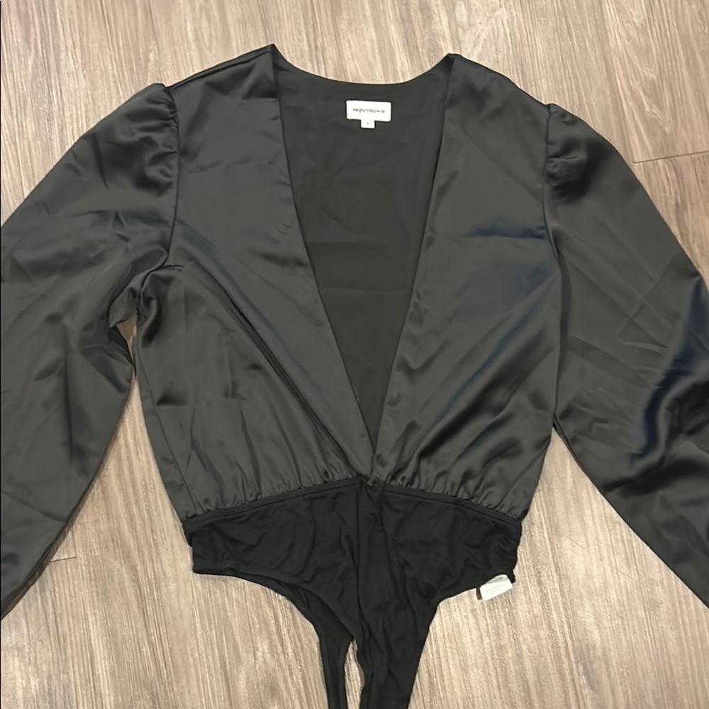 superdown Black Satin Bodysuit